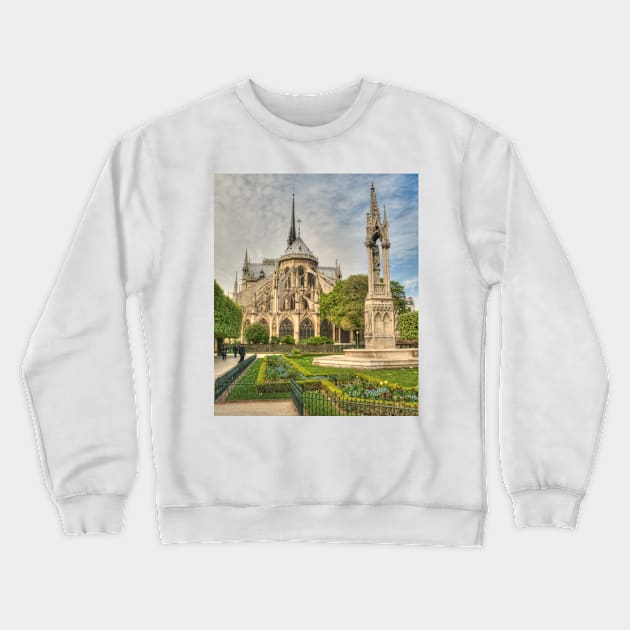 Notre Dame with Garden & Fountain Crewneck Sweatshirt by Michaelm43